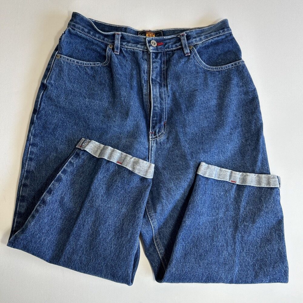 Vintage Route 66 High Waisted Cropped Cuffed Mom Jeans 90s Y2K Size 13/14